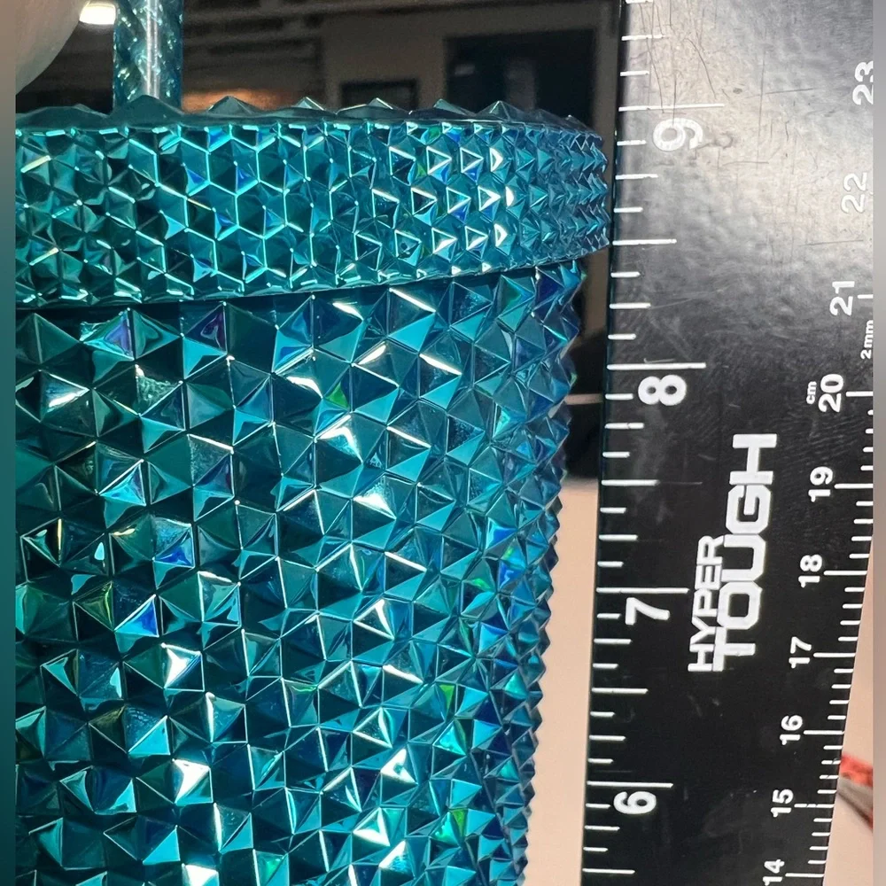 Starbucks 2023 Blue Chrome Studded Venti 24oz Tumbler with Straw